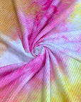 (4X2 YUMMY RIB) HOT PINK, YELLOW, ORANGE AND WHITE TIE DYE