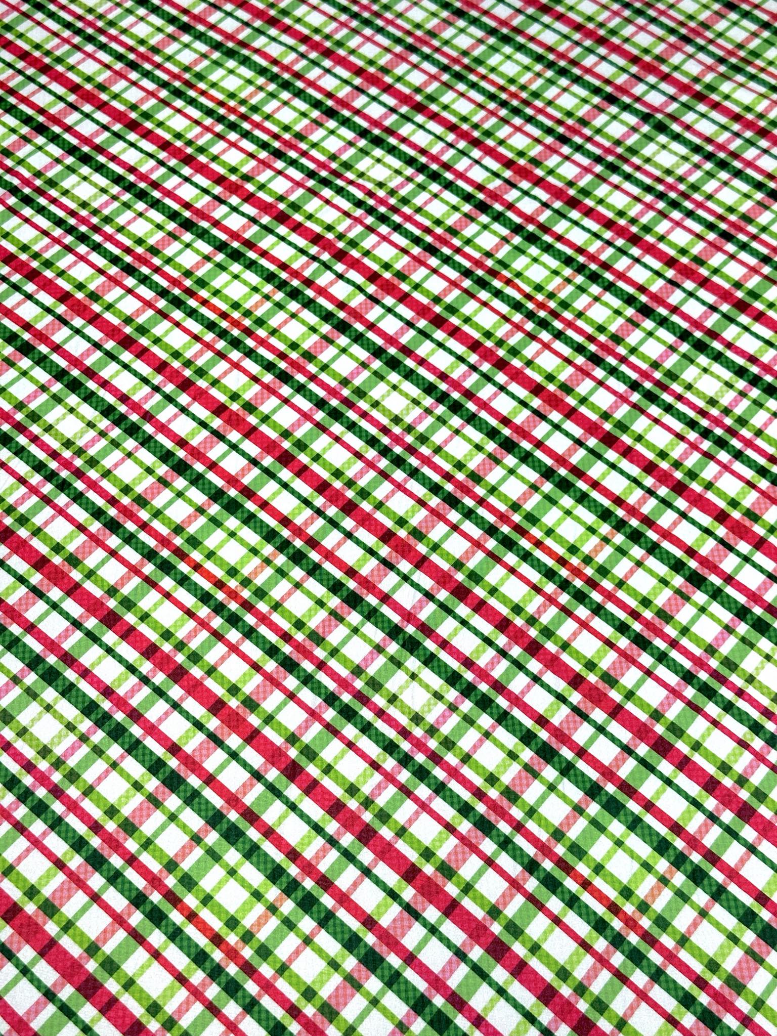 (DBP) RED AND GREEN PLAID ON OFF WHITE