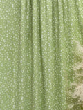 (WIDE RIB) WHITE FLORAL PATTERN ON GREEN