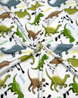 (YUMMY RIB) GREEN, BROWN, AND ALOE DINOSAURS ON OFF WHITE