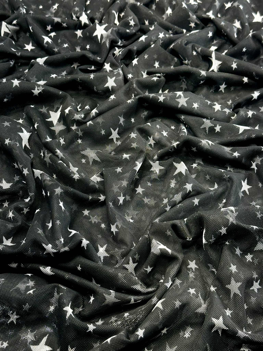 (MESH) WHITE STARS ON BLACK