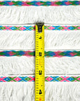 (TRIM) KNIT AZTEC BORDER ON WHITE SOFT LOOPED FRINGE