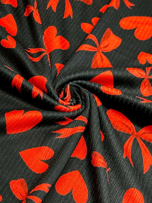 (4X2 YUMMY RIB) RED HEARTS AND BOWS ON BLACK (3)
