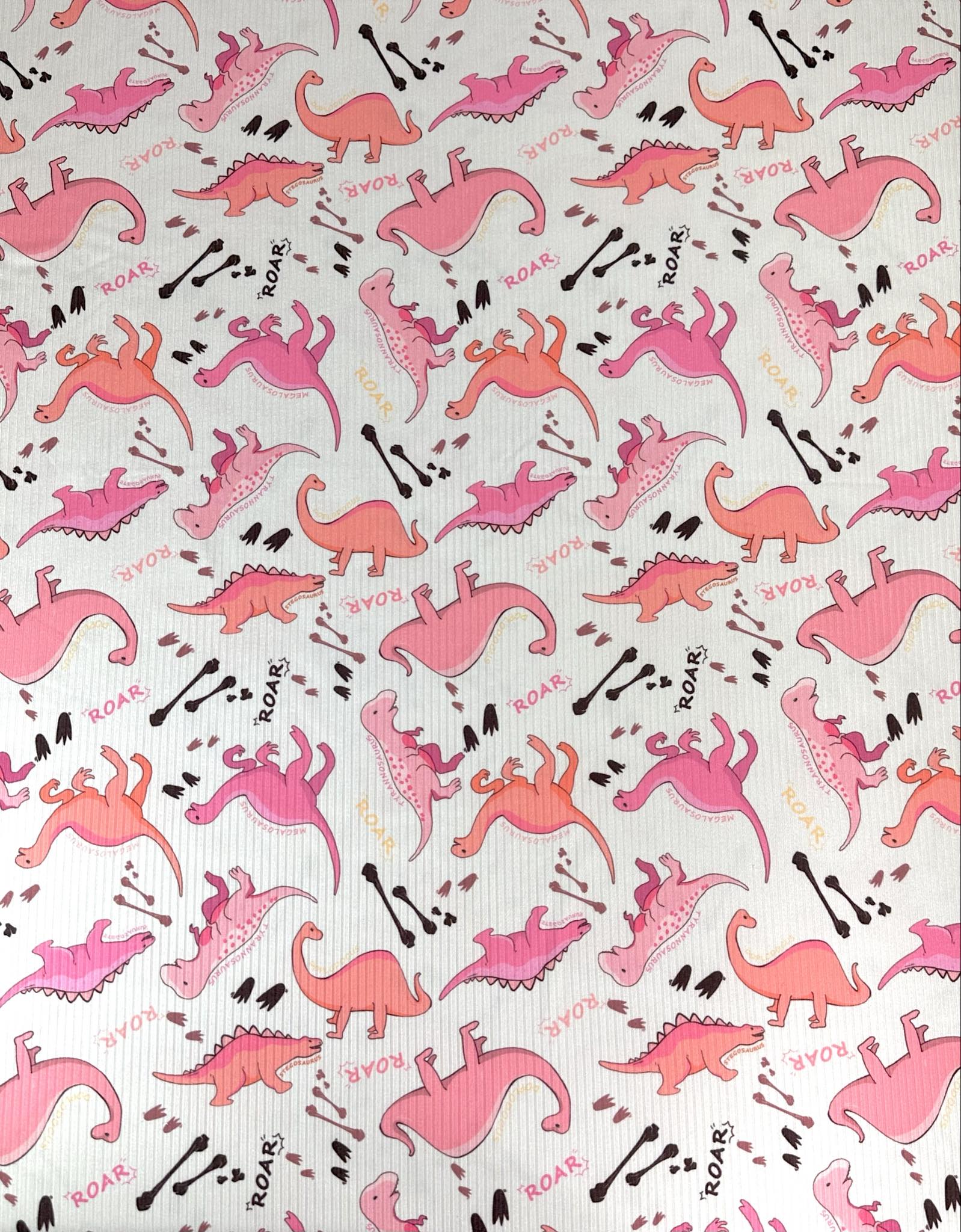 (YUMMY RIB) DINOSAURS ON LIGHT PINK