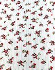 (8X2 RIB) RED FLOWERS ON OFF WHITE