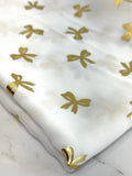 (WOVEN) GOLD BOWS ON OFF WHITE