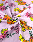 (YUMMY RIB) BUTTERFLIES AND FLOWERS ON PINK