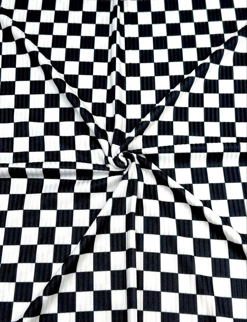 (4x2 YUMMY RIB) BLACK AND OFF WHITE CHECKERED