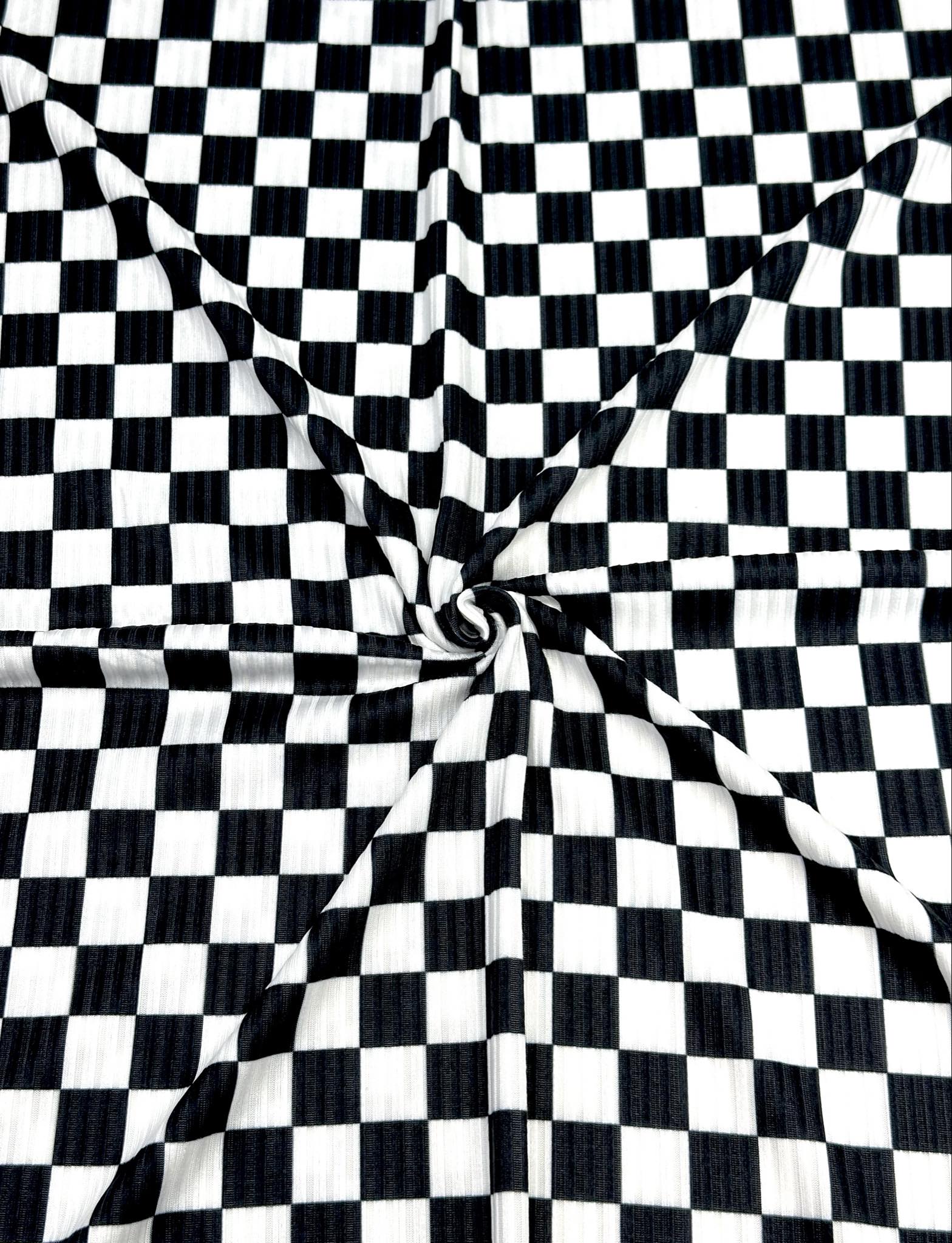 (4x2 YUMMY RIB) BLACK AND OFF WHITE CHECKERED