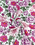 (4X2 RIB) MAGENTA AND PINK HATTIE FLOWERS ON OFF WHITE