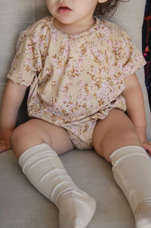 (WIDE RIB) PINK AND BROWN FLOWERS ON TAN