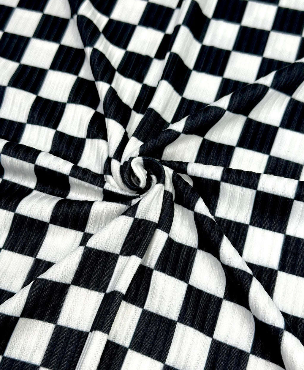 (4x2 YUMMY RIB) BLACK AND OFF WHITE CHECKERED