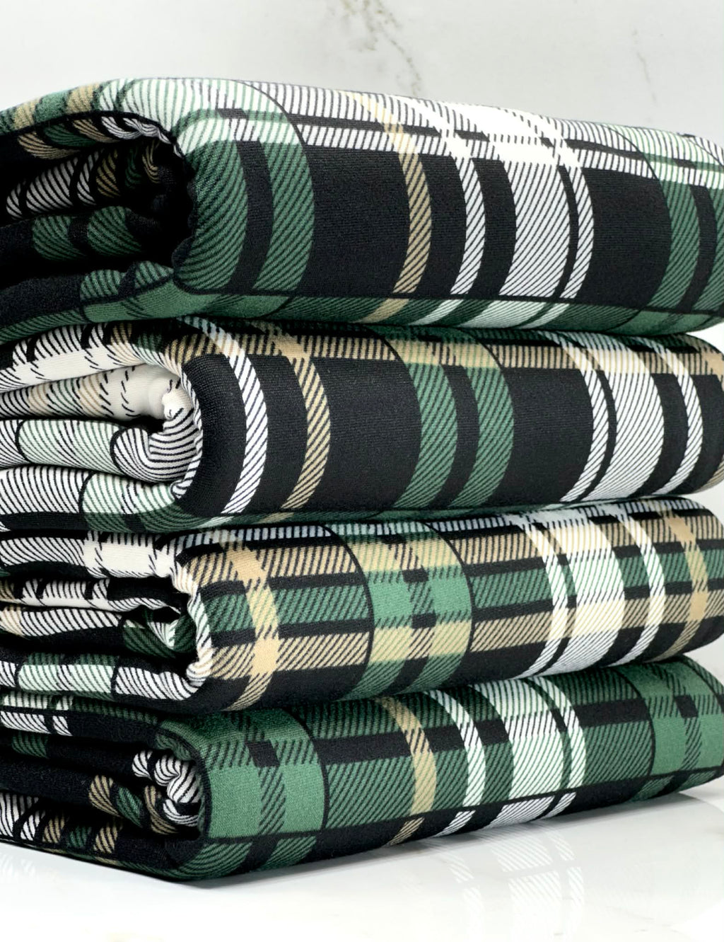 (DBP) EMERALD, BLACK, GOLD, AND OFF WHITE PLAID