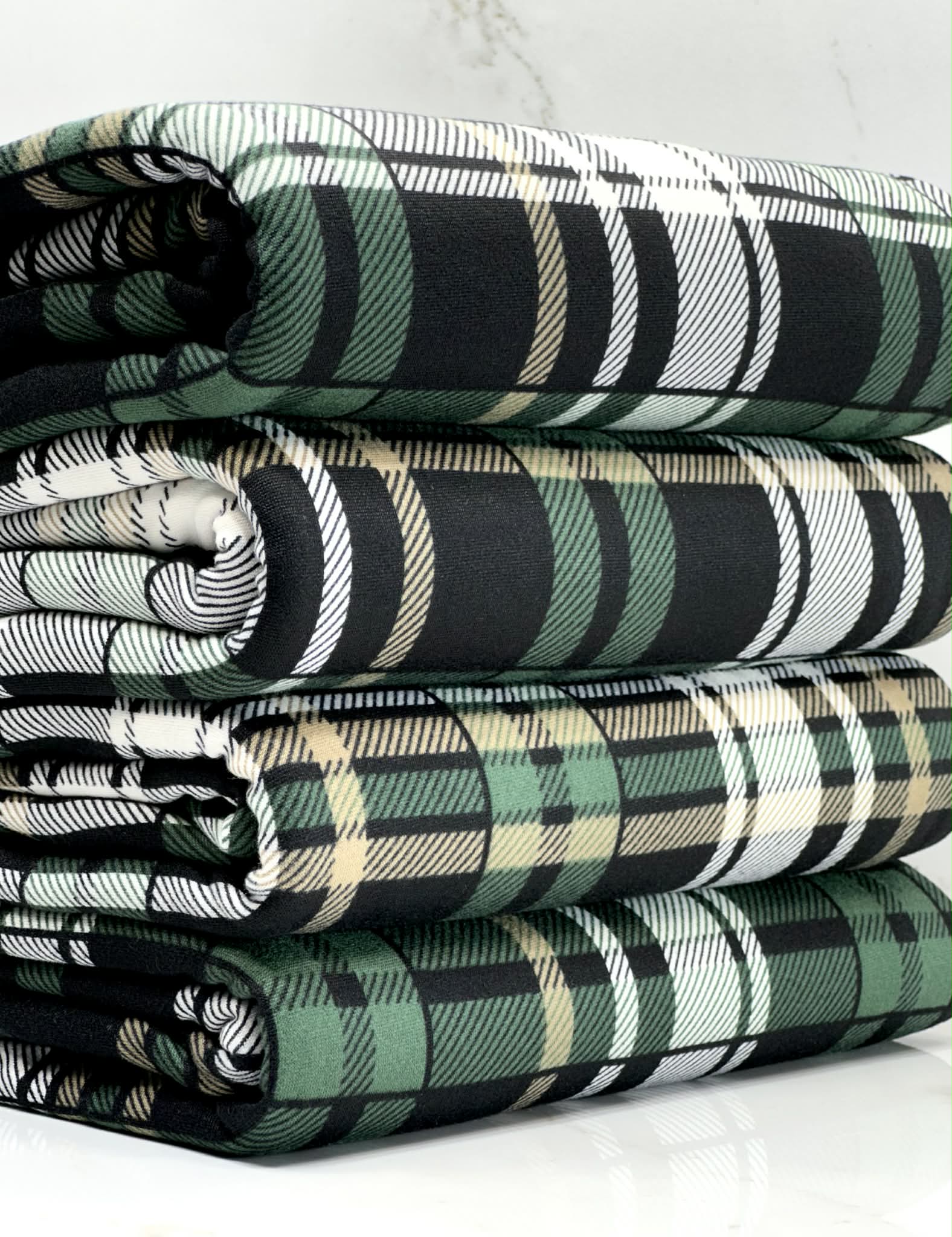 (DBP) EMERALD, BLACK, GOLD, AND OFF WHITE PLAID