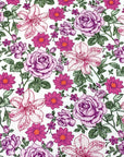 (4X2 RIB) MAGENTA AND PINK HATTIE FLOWERS ON OFF WHITE