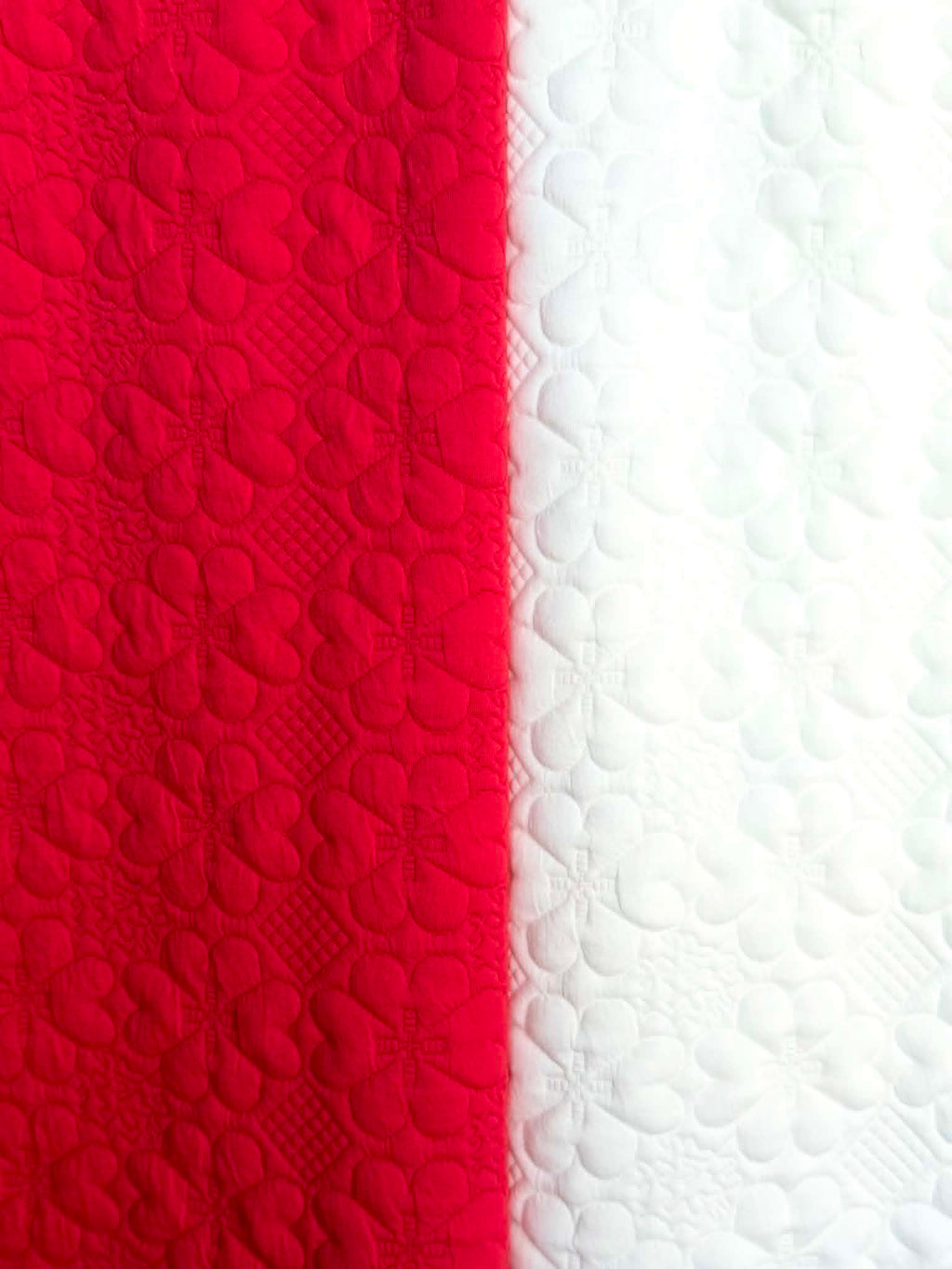(JACQUARD KNIT) 3D BRIGHT RED EMBOSSED FLOWERS