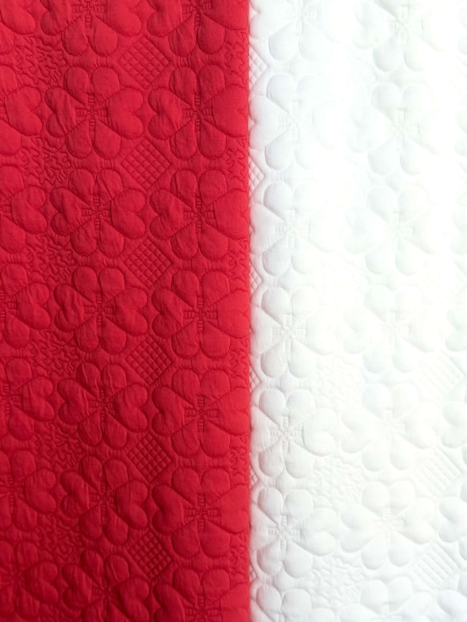 (JACQUARD KNIT) 3D BRIGHT RED EMBOSSED FLOWERS