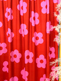 (4X2 YUMMY RIB) PINK DAISIES ON RED