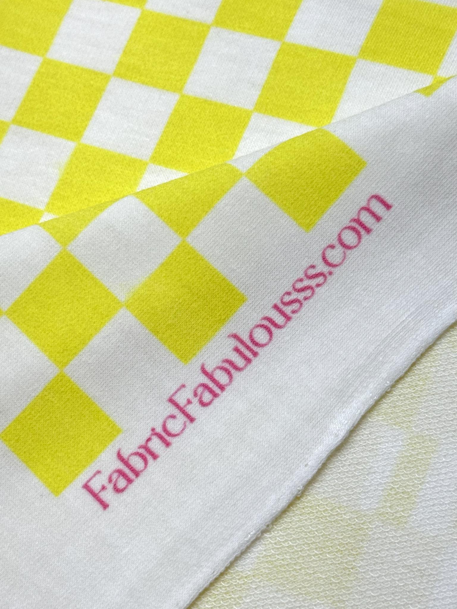 (FRENCH TERRY) YELLOW AND OFF WHITE CHECKERED