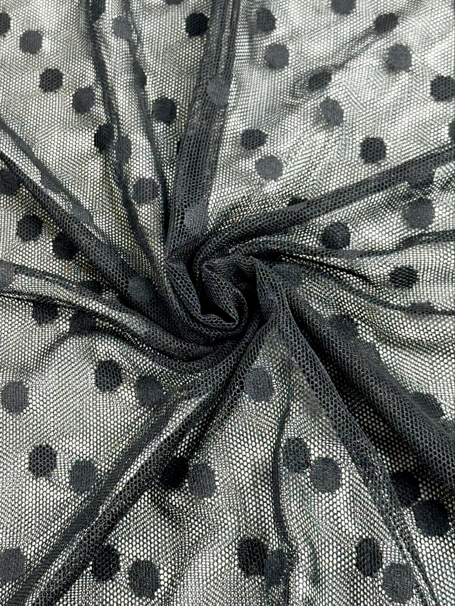 (MESH) BLACK POLKA DOTS