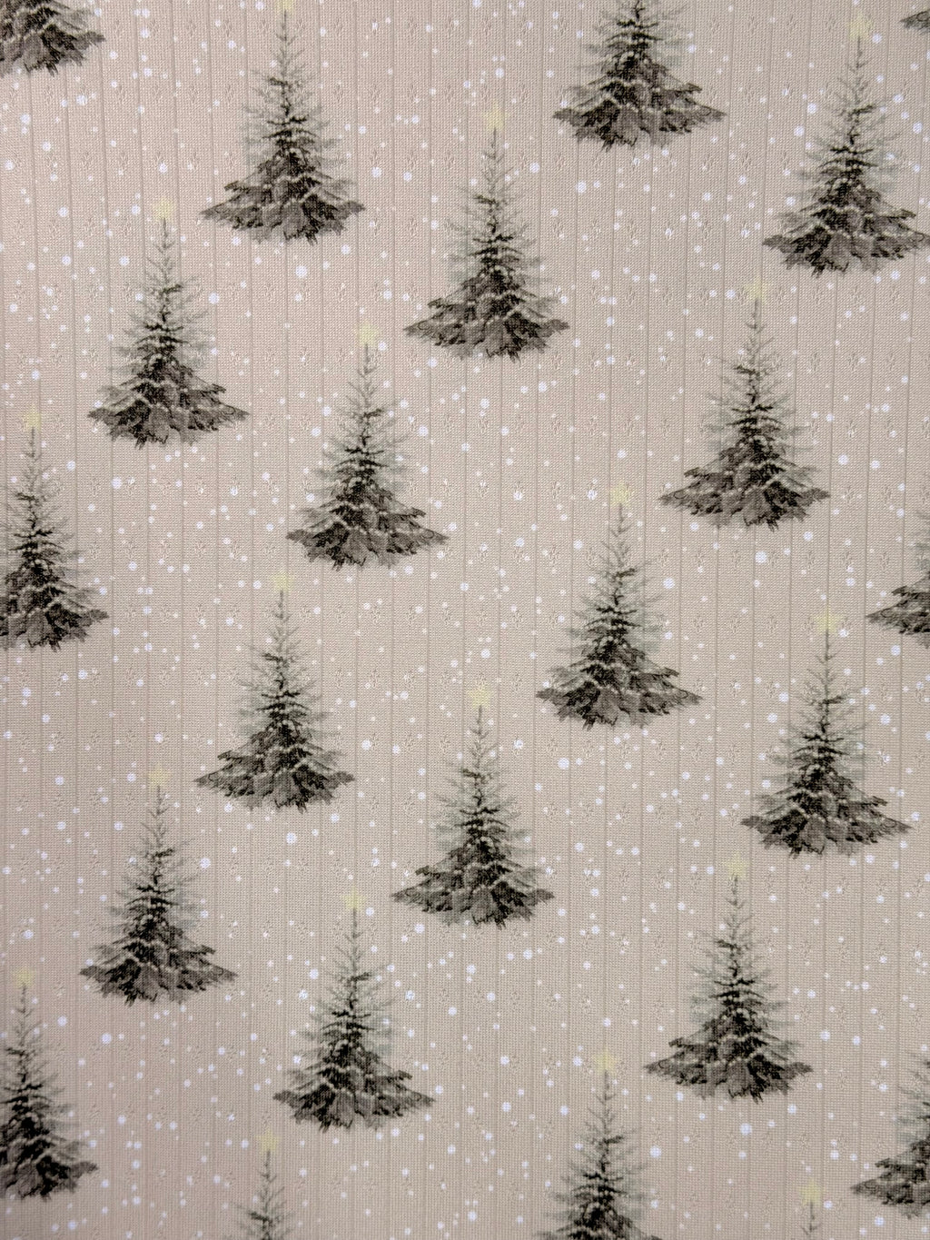 (POINTELLE RIB) PINE TREES ON CREAM