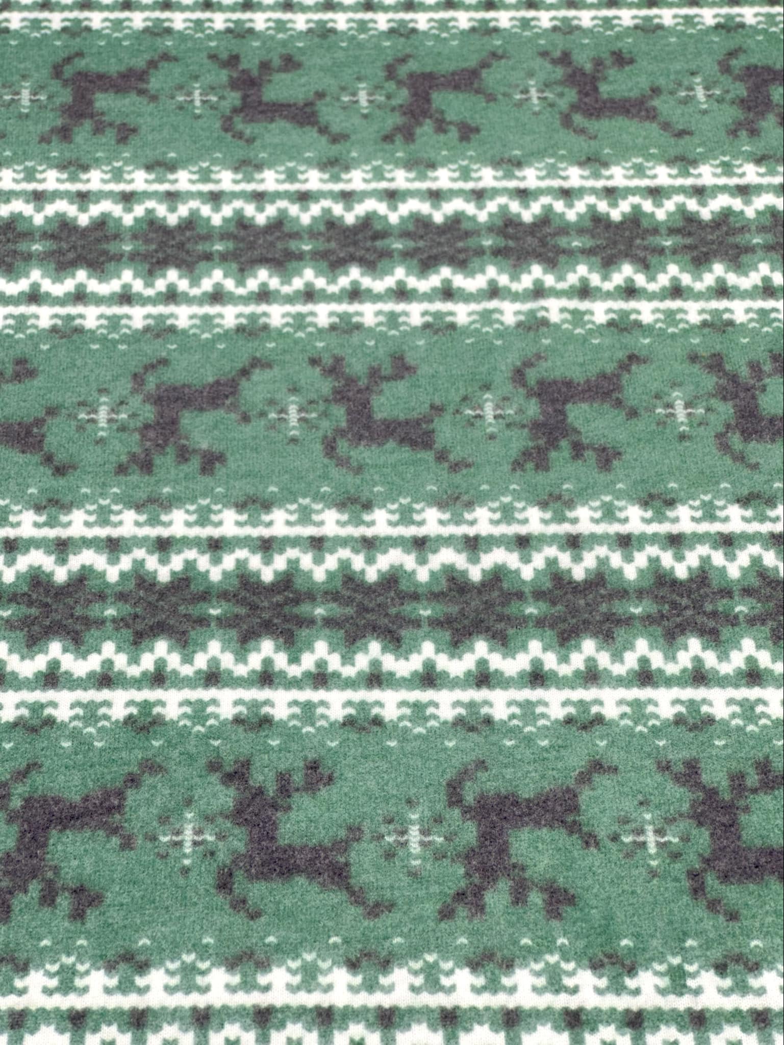 (BRUSHED SWEATER KNIT) BLACK REINDEERS ON DARK GREEN