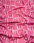 (4X2 RIB) HOT PINK BOWS ON PINK MEDIUM CHECKERED