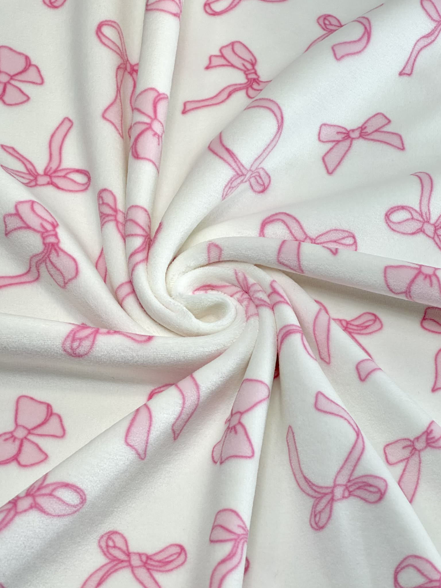 (VELVET) LIGHT PINK BOWS ON OFF WHITE