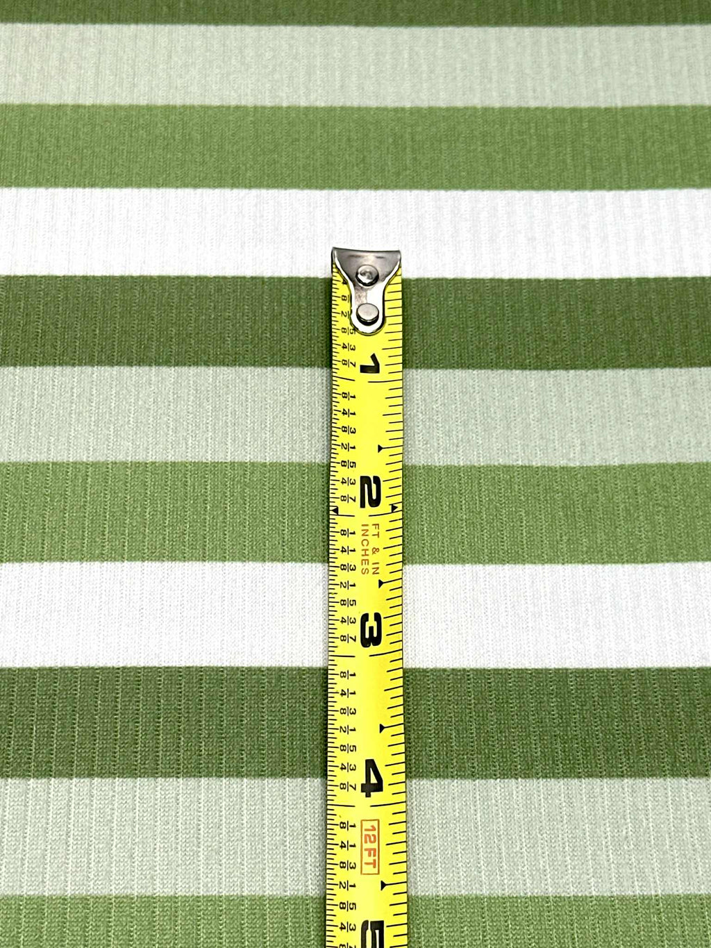 (4X2 RIB) SAGE GREEN AND OFF WHITE STRIPES