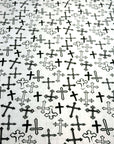 (JERSEY KNIT) BLACK CROSSES ON OFF WHITE