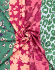 (FRENCH TERRY) GREEN, BLUE LEOPARD AND FLORAL PATTERN