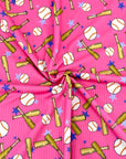 (YUMMY RIB) BASEBALLS AND BATS ON PINK