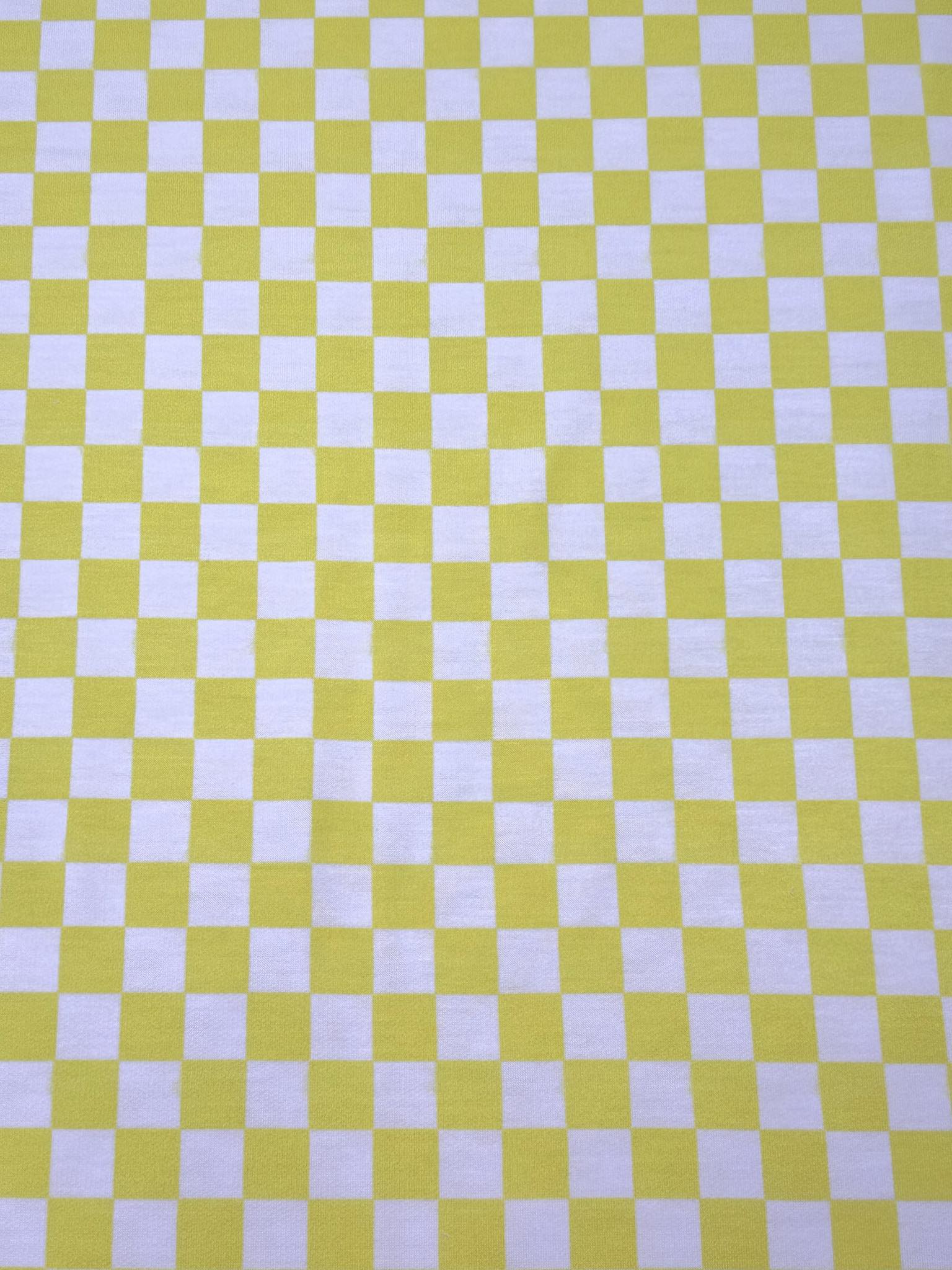 (FRENCH TERRY) YELLOW AND OFF WHITE CHECKERED