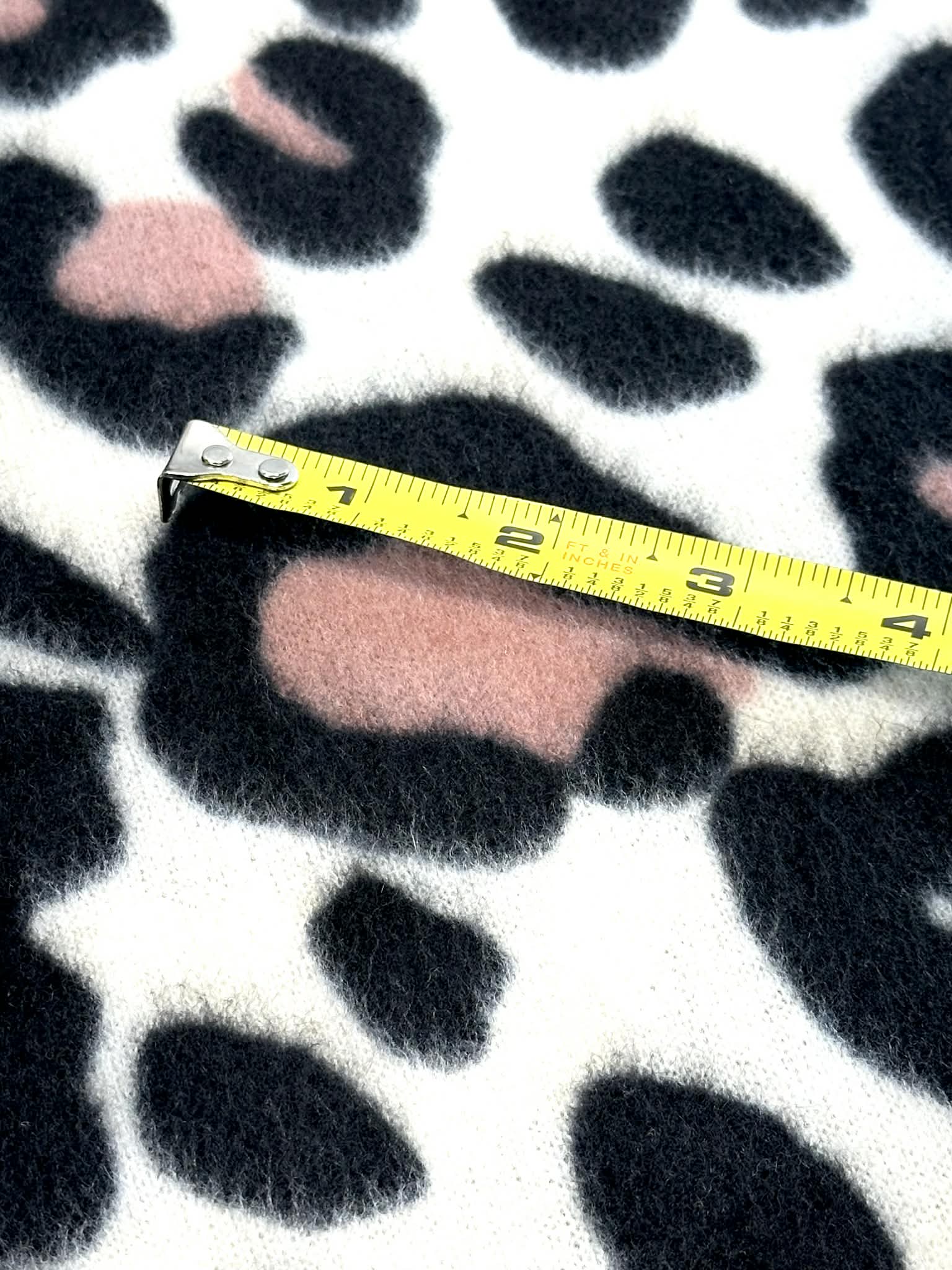 (BRUSHED SWEATER KNIT) BLACK AND CORAL CHEETAH ON OFF WHITE