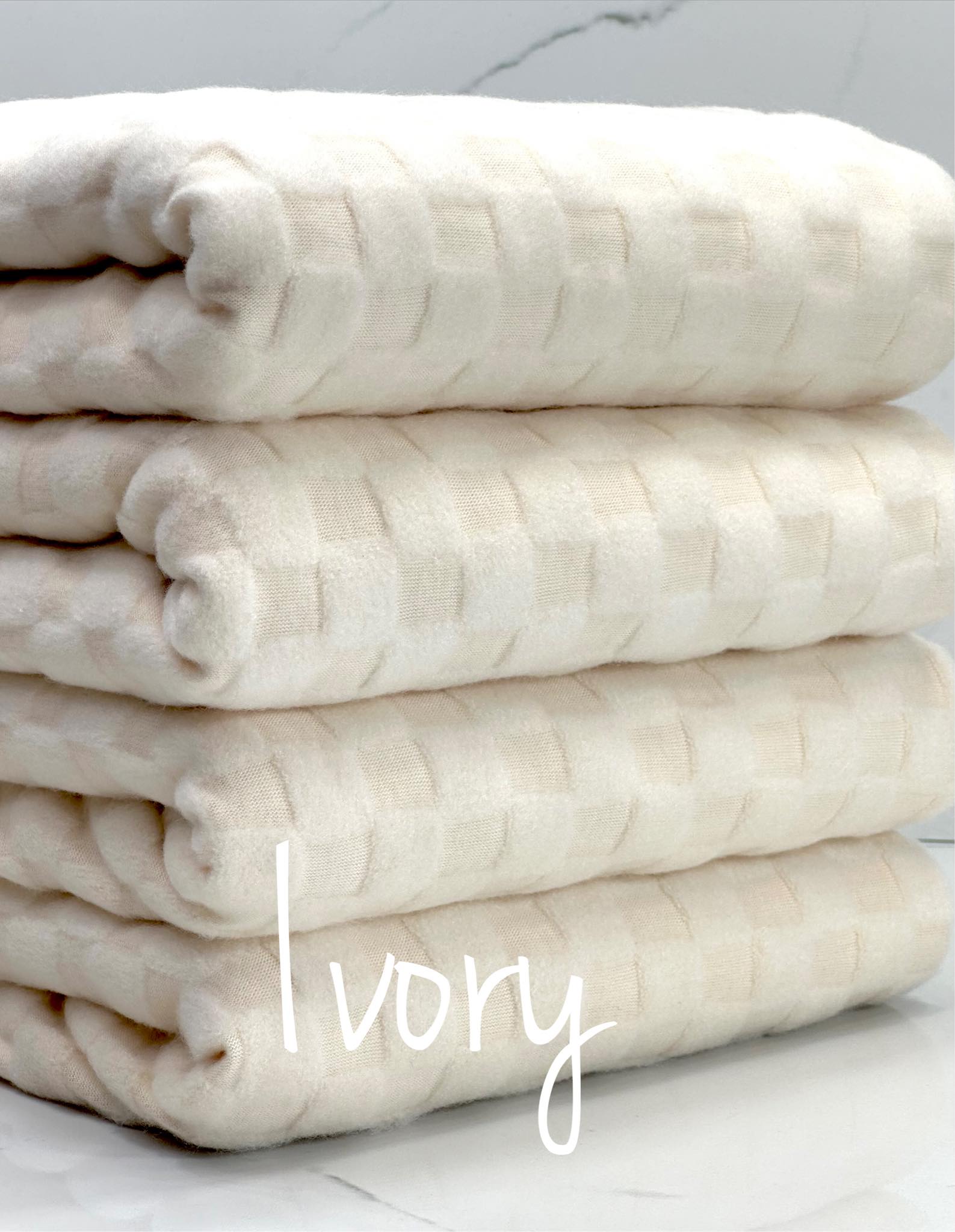 (LOOP TERRY) 3D IVORY CHECKERED