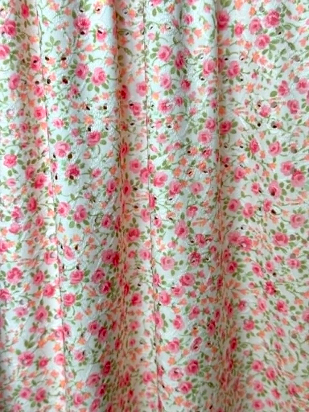 (EYELET) LIGHT CORAL FLORAL ON OFF WHITE
