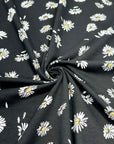 (COTTON JERSEY) WHITE FLOWERS ON BLACK