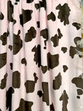 (MINKY) BROWN COW PRINT ON PINK