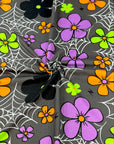 (SWEATER KNIT/ OAKLEY) COLORFUL FLOWERS AND SPIDERWEB ON CHARCOAL