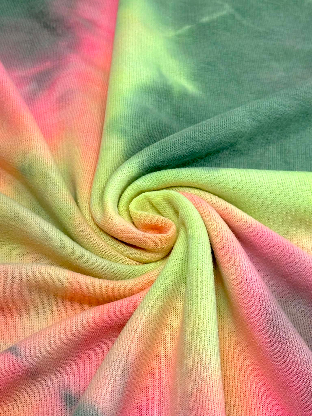 (FRENCH TERRY) GREEN, NEON YELOW AND PINK TIE DYE