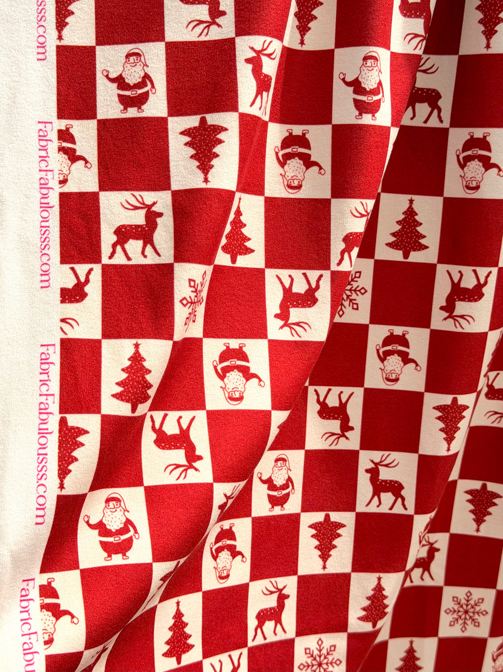 (CORDUROY BRUSHED) MEDIUM RED AMD IVORY CHRISTMAS CHECKERED