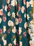 (SWIM) VINTAGE FLORAL ON DARK FOREST GREEN