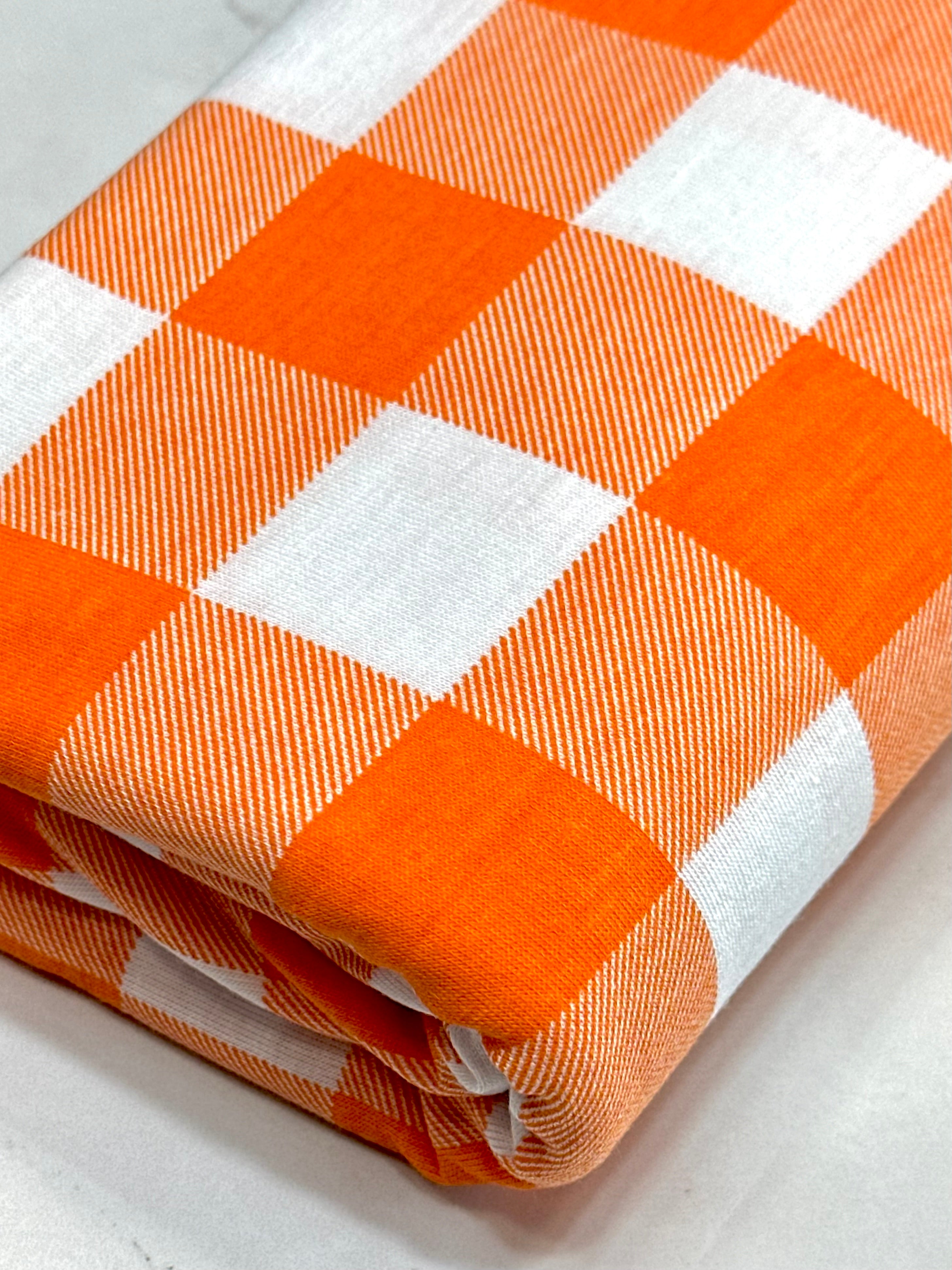 (KNIT) ORANGE AND OFF WHITE MEDIUM GINGHAM