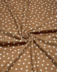 (4X2 RIB) OFF WHITE POLKA DOTS ON POWDER BROWN