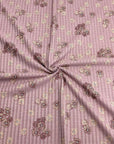 (POINTELLE RIB) IVORY AND LIGHT BLUE DAISIES ON VINTAGE PURPLE