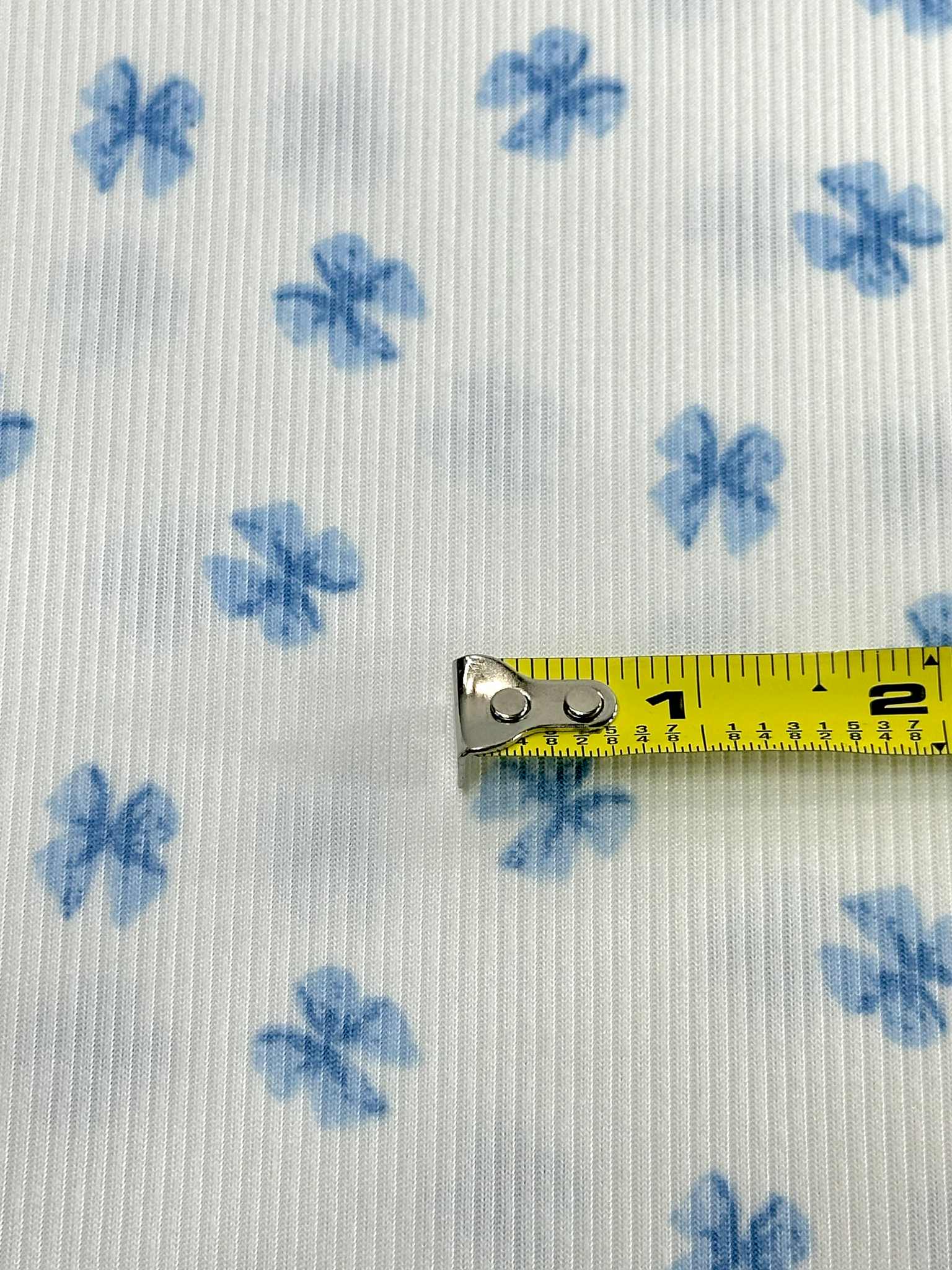 (2X2 RIB) BLUE BOWS ON OFF WHITE (3)