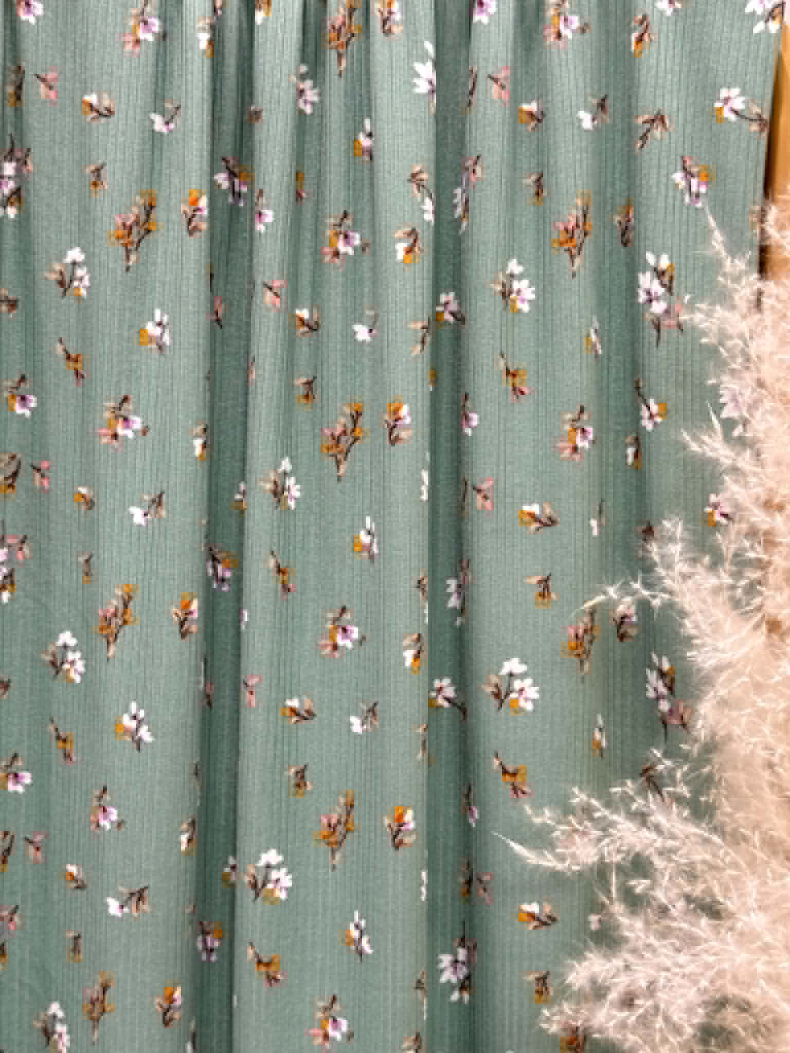(4X2 YUMMY RIB) FLORAL PATTERN ON SAGE