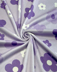 (4X2 YUMMY RIB) PURPLE, LAVENDER AND OFF WHITE FLOWERS ON LILAC