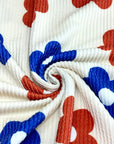 (URBAN RIB) RED AND BLUE FLOWERS ON CREAM