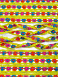 (TRIM) CROCHET COLORFUL FLORAL ON VINTAGE GREEN